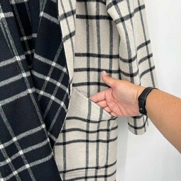 Sutton Studio Petite Window Pane Plaid Wool Reversible Coat Women's 10 P Black - Picture 5 of 7